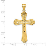 14k Polished Diamond-cut Textured Fancy Cross Pendant