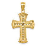 14k Polished Diamond-cut Textured Fancy Cross Pendant