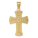 14k Polished Diamond-cut Textured Fancy Cross Pendant