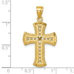 14k Polished Diamond-cut Textured Fancy Cross Pendant