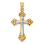 14k Two-tone Diamond Cut Polished Cross Pendant
