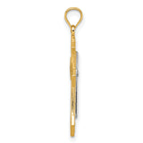 14k Two-tone Diamond Cut Polished Cross Pendant