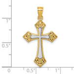14k Two-tone Diamond Cut Polished Cross Pendant