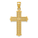 14k Polished Diamond-cut Textured Fancy Cross Pendant