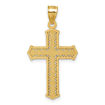 14k Polished Diamond-cut Textured Fancy Cross Pendant