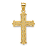 14k Polished Diamond-cut Textured Fancy Cross Pendant