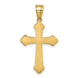 14k Polished Diamond-cut Textured Fancy Cross Pendant