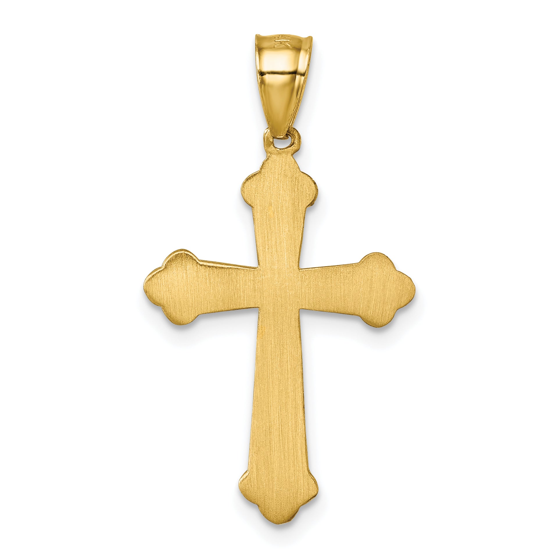 14k Polished Diamond-cut Textured Fancy Cross Pendant