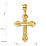 14k Polished Diamond-cut Textured Fancy Cross Pendant