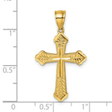 14k Polished Diamond-cut Textured Fancy Cross Pendant