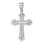 14k Polished White Gold Diamond-cut Fancy Cross Pendant