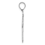 14k Polished White Gold Diamond-cut Fancy Cross Pendant