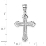 14k Polished White Gold Diamond-cut Fancy Cross Pendant
