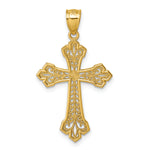 14k Polished Diamond-cut Filigree Textured Fancy Cross Pendant