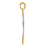 14k and Rhodium Polished Floral Cross Pendant
