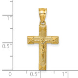 14k Polished Textured Crucifix Pendant