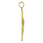 14k w/Rhodium  Polished and Diamond-cut Crucifix Pendant