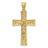 14k w/Rhodium  Polished and Diamond-cut Crucifix Pendant