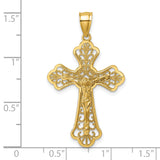 14k Polished Diamond-cut Filigree Fancy Crucifix Pendant