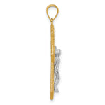 14k Two-tone Polished And Beaded Fancy Crucifix Pendant