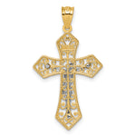 14k Two-tone Polished And Beaded Fancy Crucifix Pendant