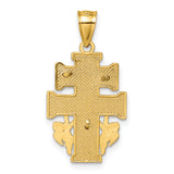 14k Polished and Textured Cara Vaca Crucifix Pendant