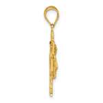 14k Polished Diamond-cut Cara Vaca Crucifix Pendant