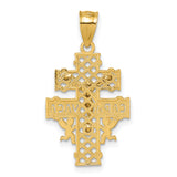 14k Polished Diamond-cut Cara Vaca Crucifix Pendant