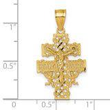 14k Polished Diamond-cut Cara Vaca Crucifix Pendant