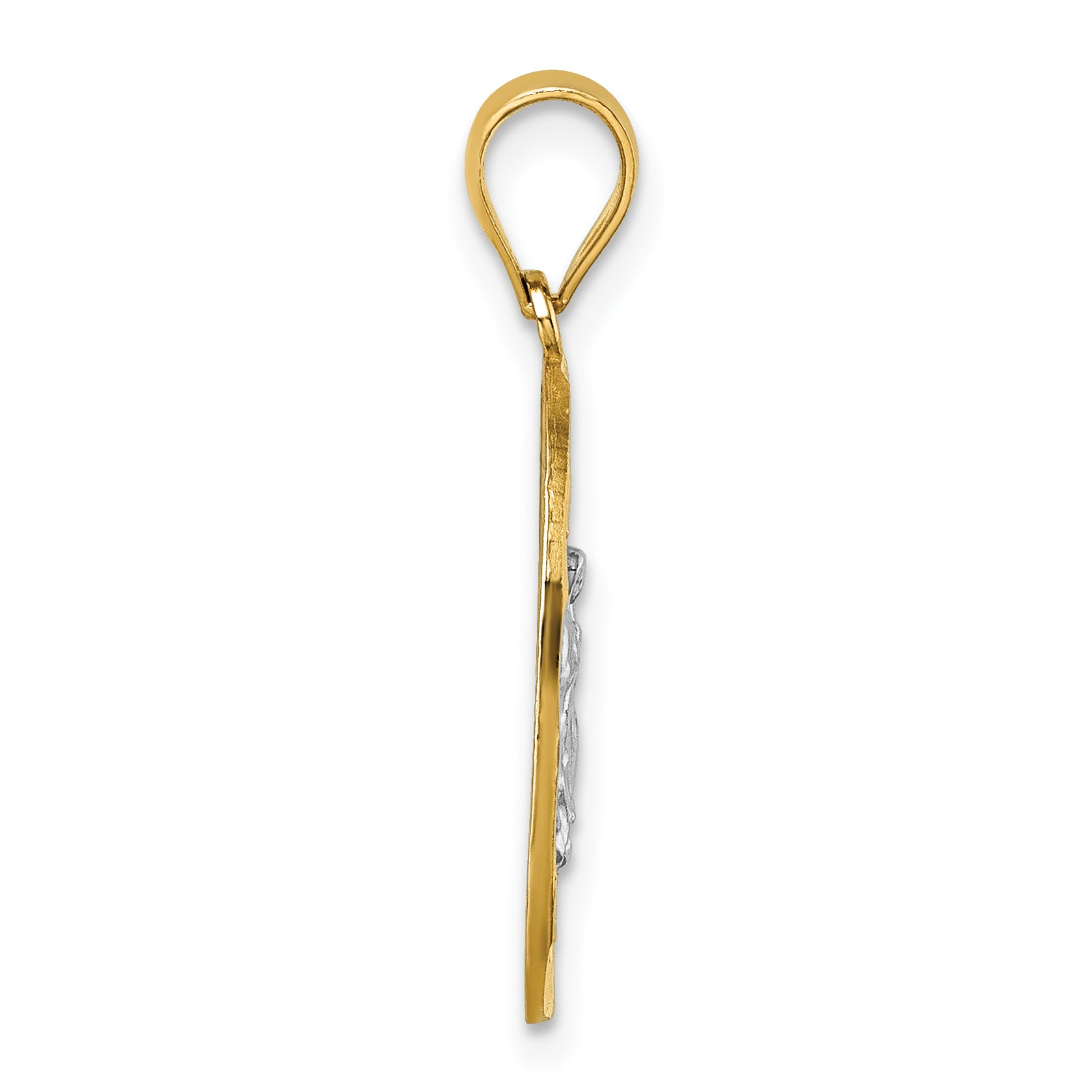 14k w/Rhodium Polished and Diamond-cut Guadalupe Pendant
