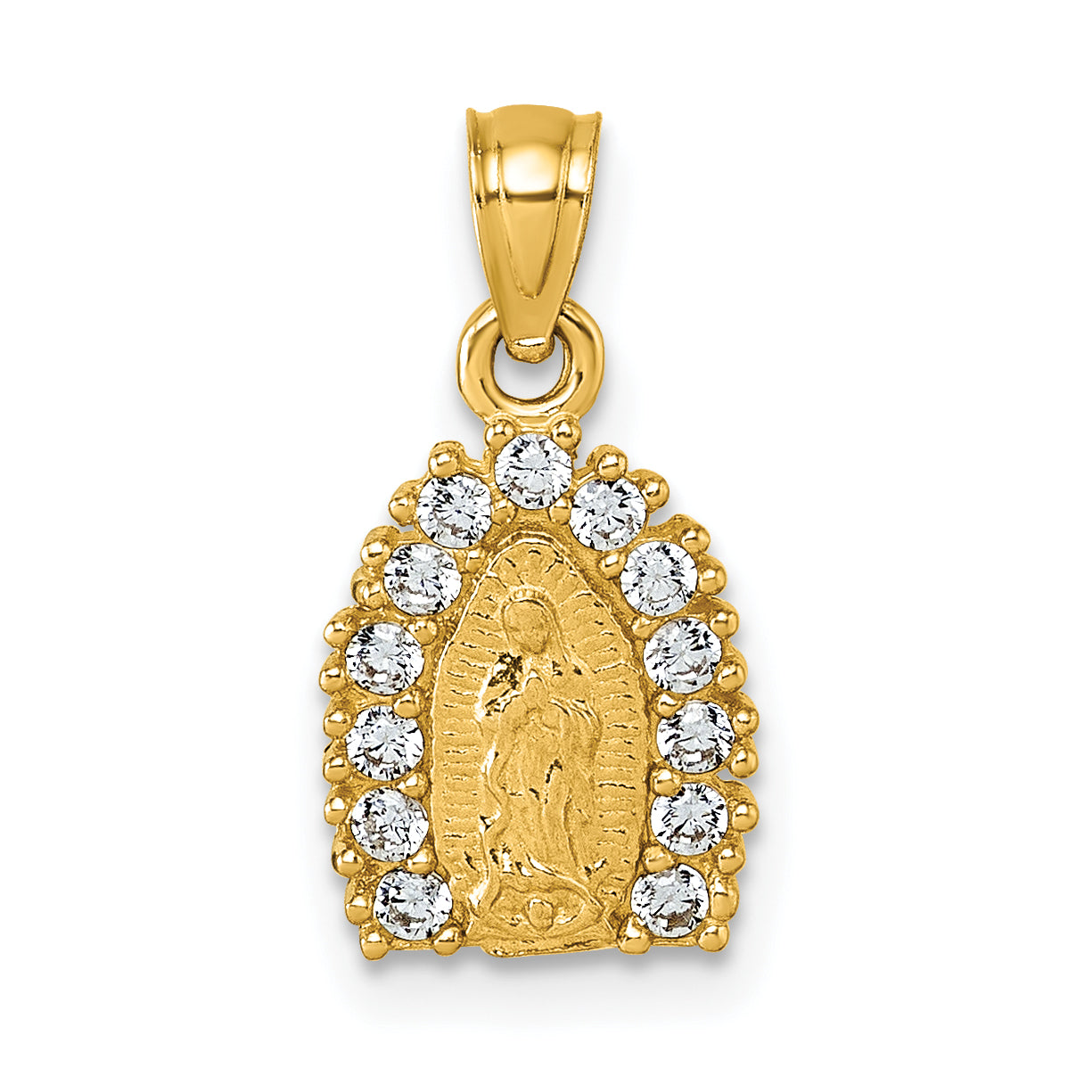 14k Polished CZ Our Lady of Guadalupe Pendant