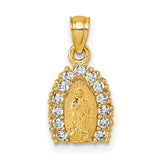 14k Polished CZ Our Lady of Guadalupe Pendant
