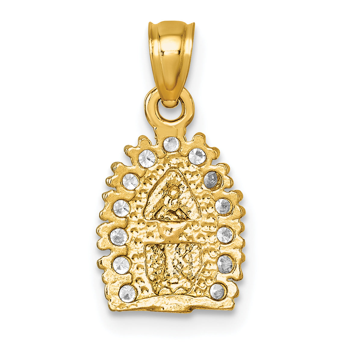 14k Polished CZ Our Lady of Guadalupe Pendant