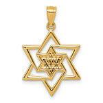 14k Polished and D/C Star Of David Religious Pendant