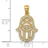 14k Polished CZ Hamsa Pendant