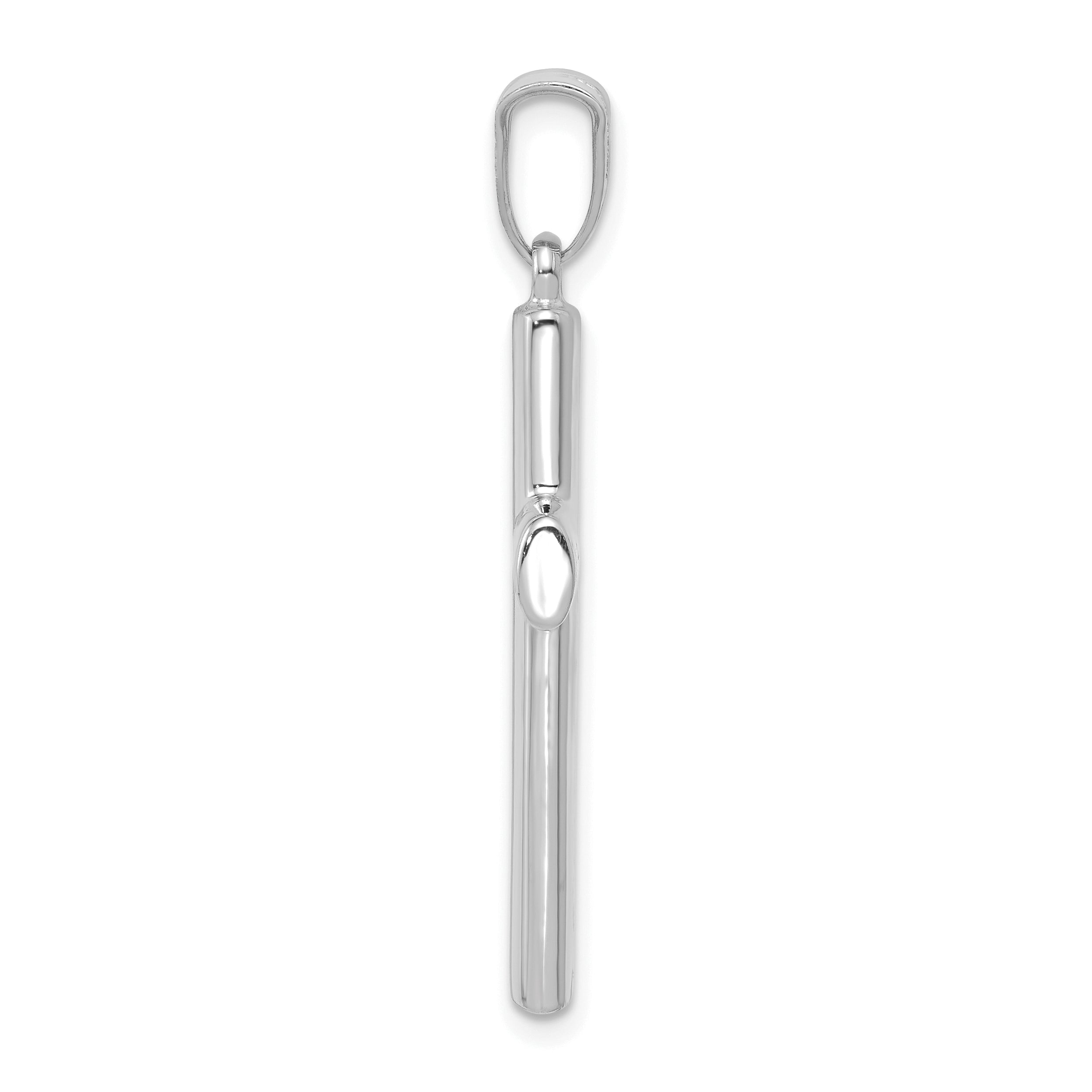 14k White Gold Hollow Cross Pendant