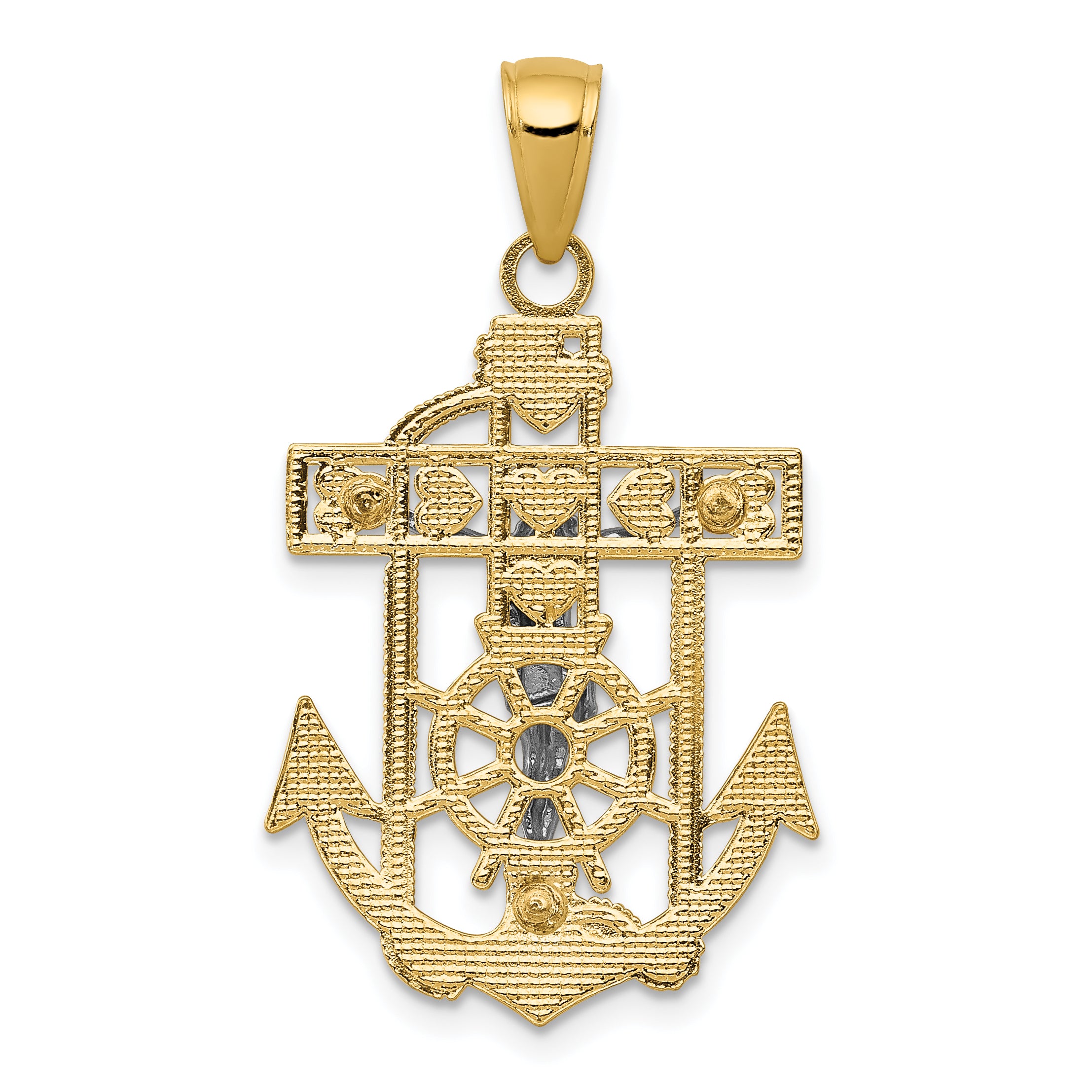 14k Two-tone Mariners Crucifix Pendant