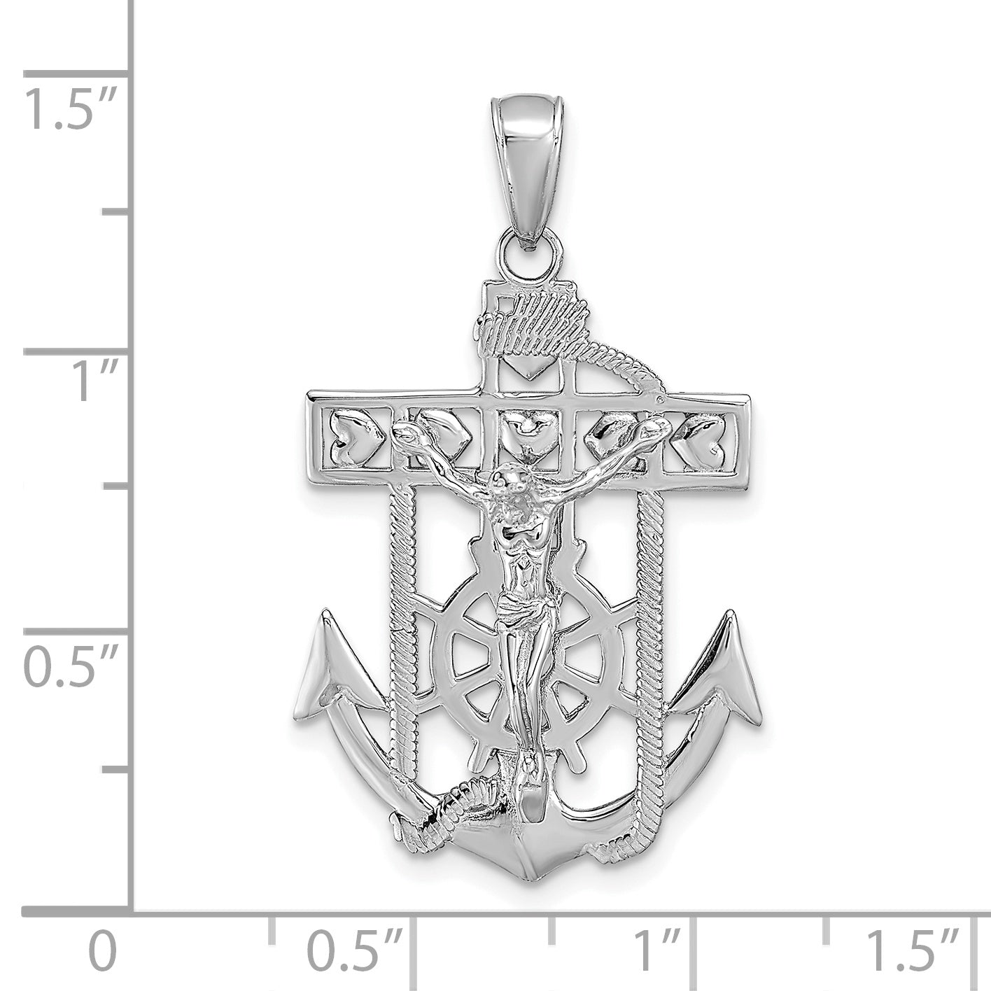 14k White Gold Mariners Crucifix Pendant
