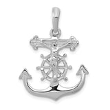 14k White Gold Mariners Crucifix Pendant