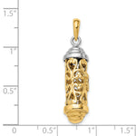 14K Two-Tone 3D Mezuzah Pendant