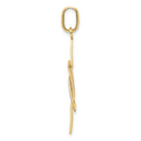 14K W/ Rhodium Elongated Jewish Star Of David Charm