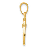 14K Yellow Gold 3D Fish Hook Pendant