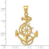 14k Large Anchor w/Wheel Pendant
