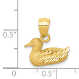 14K Diamond-cut Duck Pendant