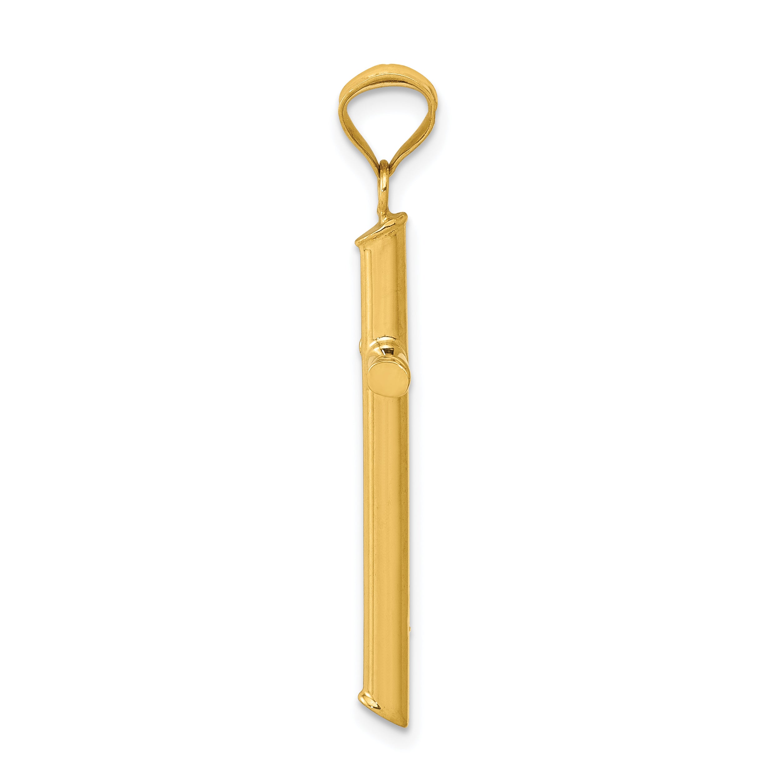 14k 3-D Polished Hollow Cross Pendant