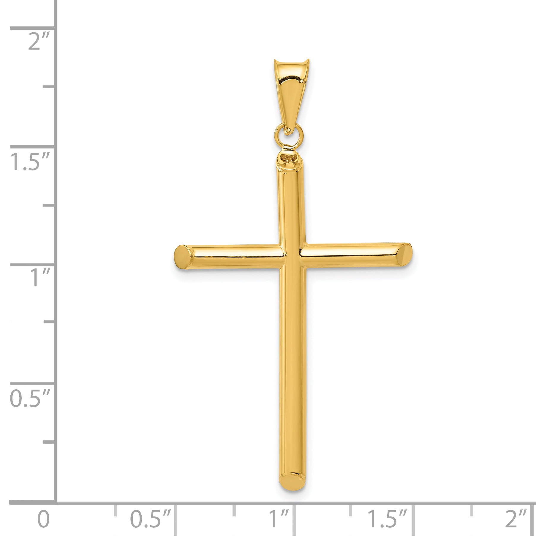 14k 3-D Polished Hollow Cross Pendant