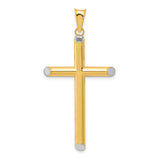 14k w/Rhodium 3-D Hollow Cross Pendant