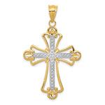 14K w/Rhodium Budded Cross Pendant