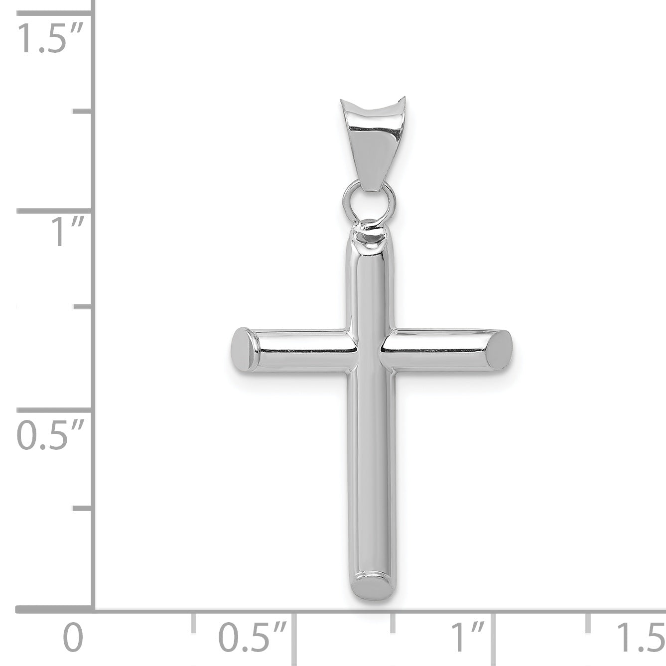 14k White Gold Polished Hollow Cross Pendant