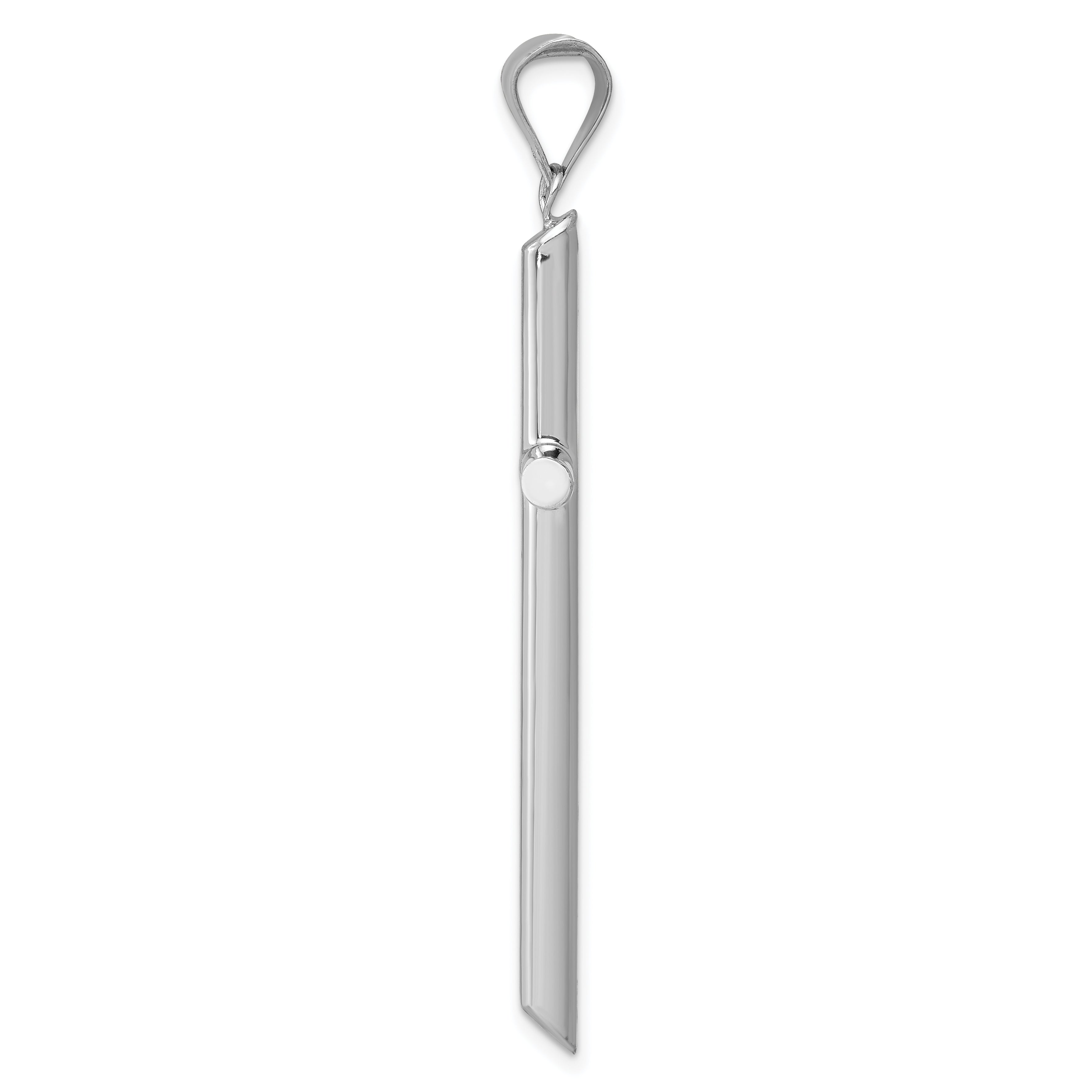 14k White Gold Polished Hollow Cross Pendant